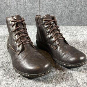 *30off3* Clarks Dark Brown Leather Lace-Up Booties
